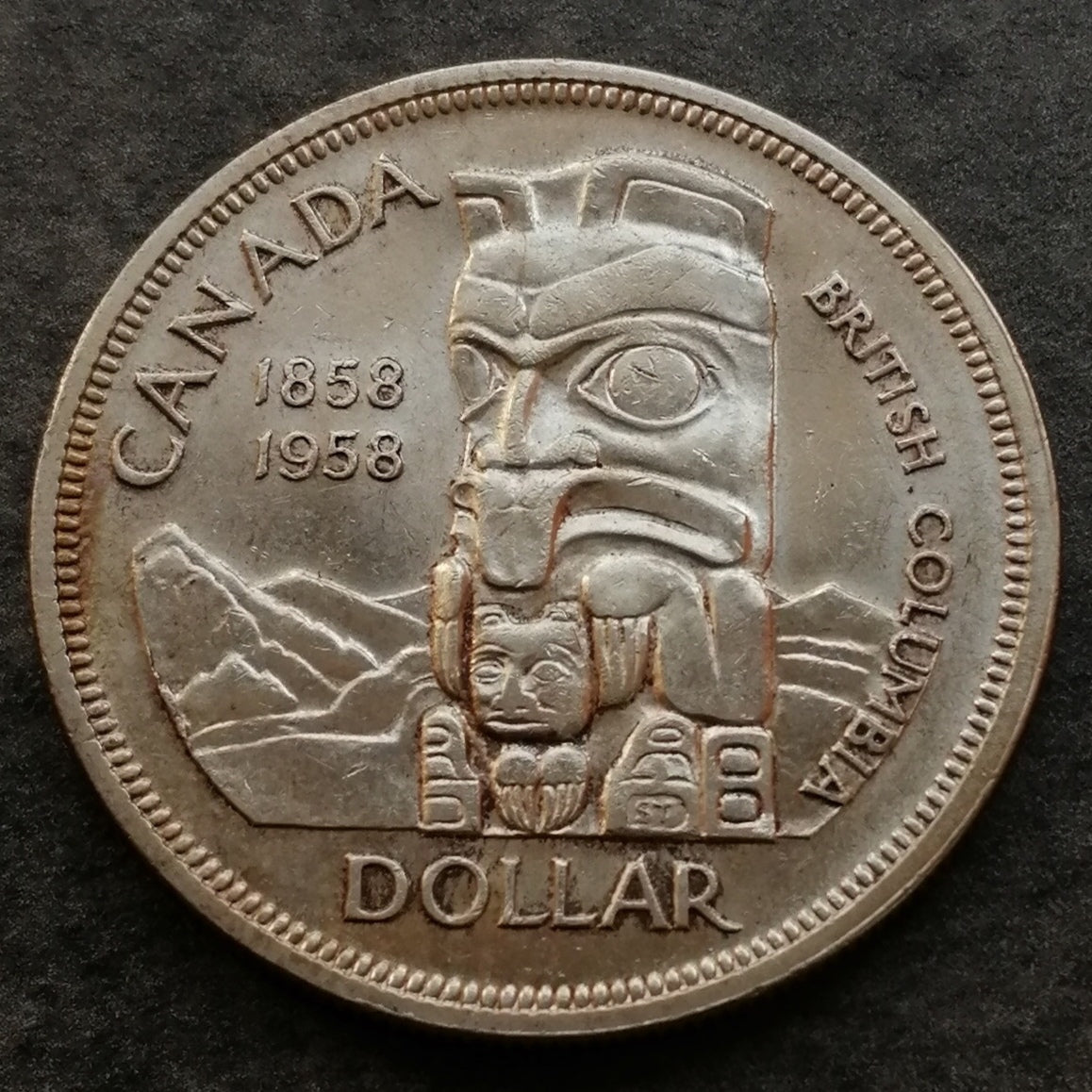 Canada 1 dollar 1858 1958 British Columbia Argent