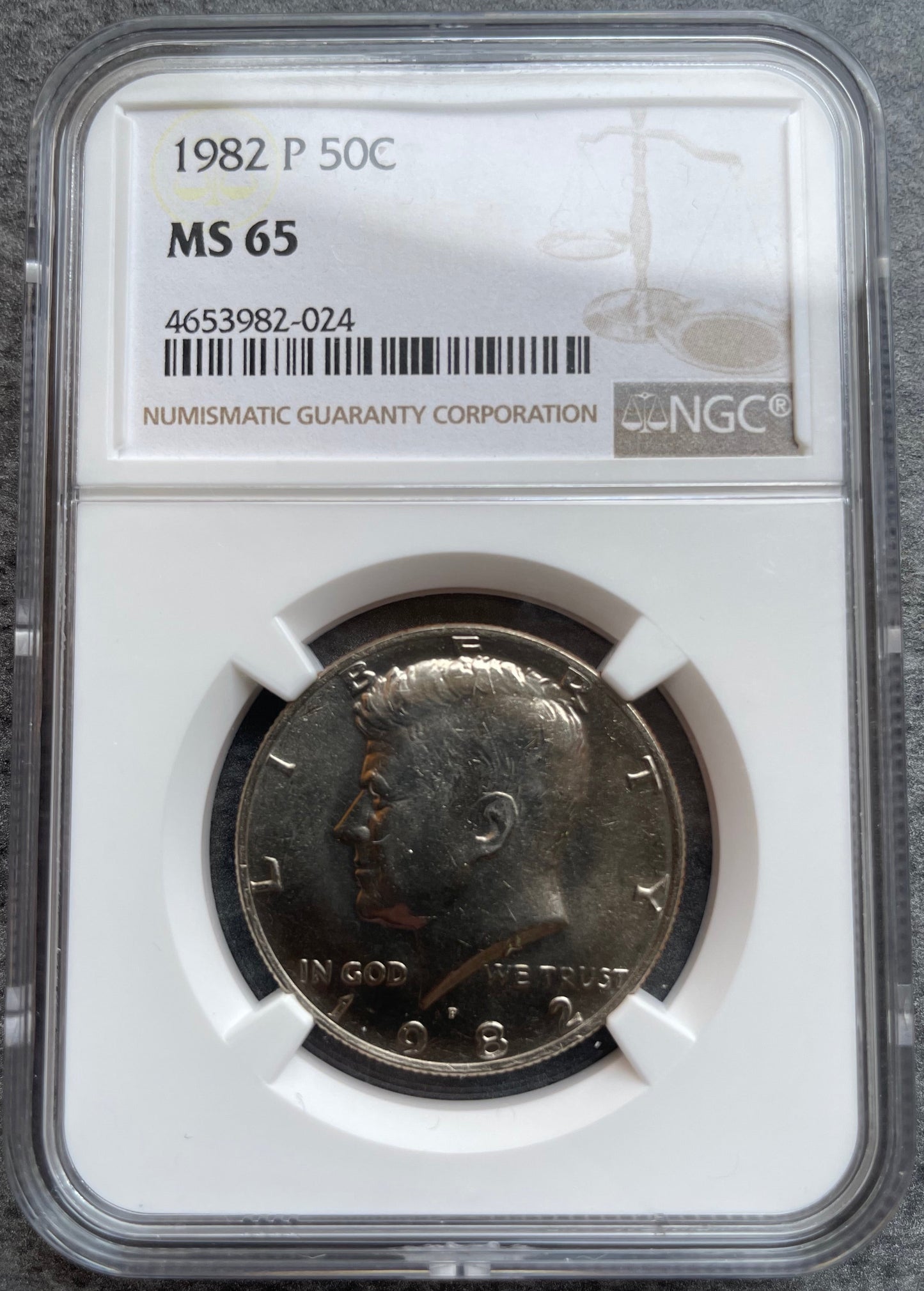 Medio dólar estadounidense (½$) "Kennedy Half Dollar" 1982 P Filadelfia NGC MS65