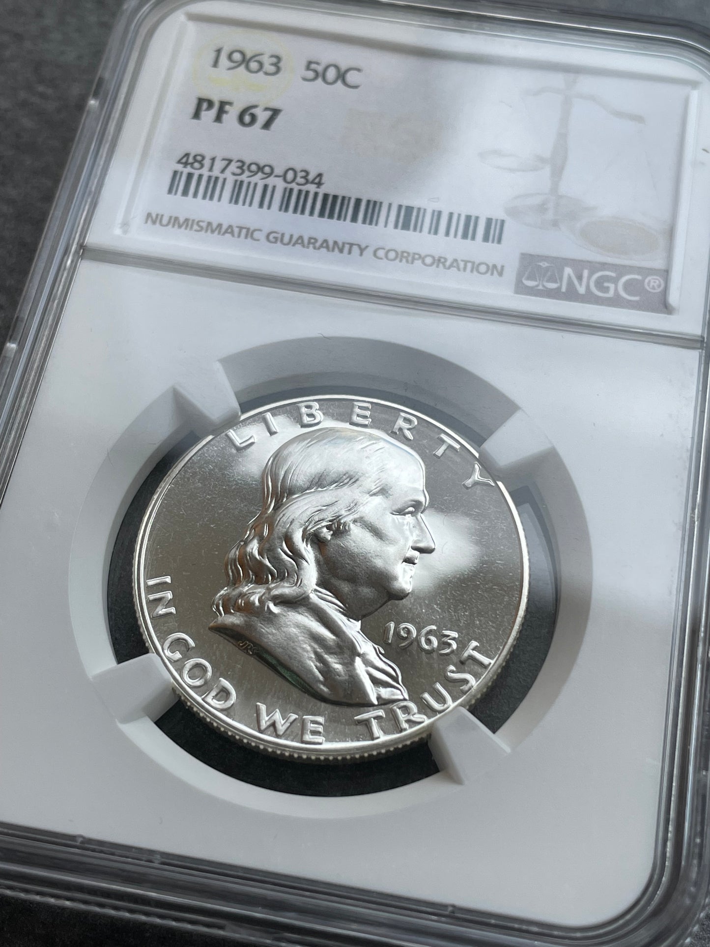 Medio Dólar USA (½ $) "Franklin Medio Dólar" 1963 Plata NGC PF67 PROOF