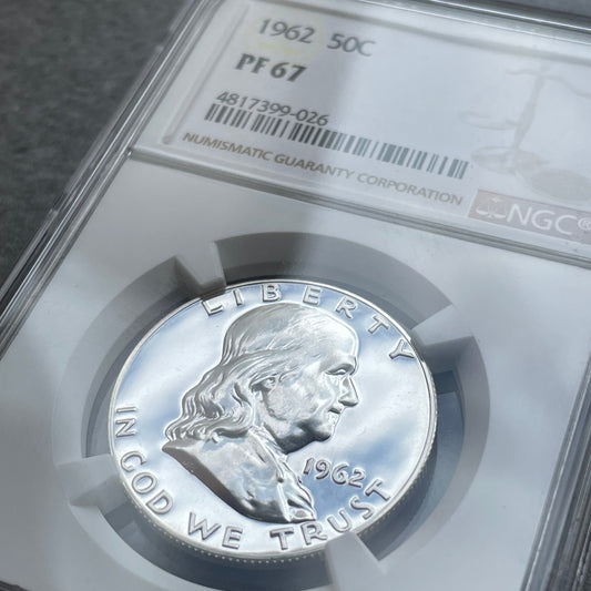 Medio Dólar USA (½ $) "Franklin Medio Dólar" 1962 Plata NGC PF67 PROOF