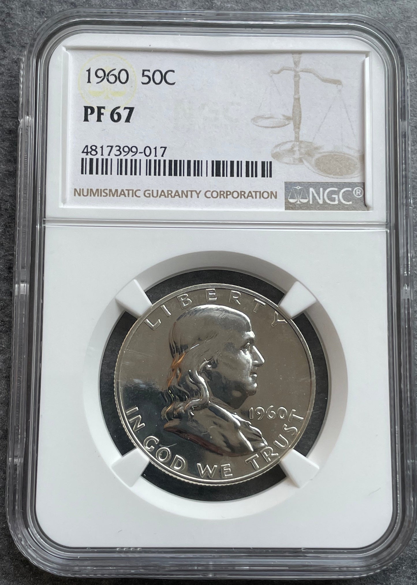 Medio Dólar USA (½ $) "Franklin Medio Dólar" 1960 Plata NGC PF67 PROOF