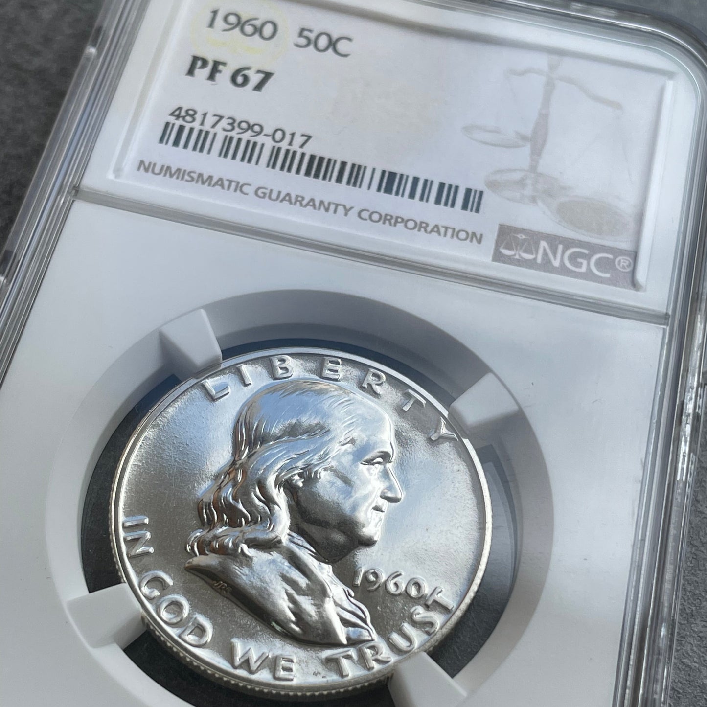 Medio Dólar USA (½ $) "Franklin Medio Dólar" 1960 Plata NGC PF67 PROOF