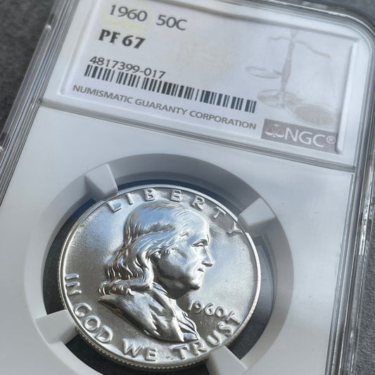 Medio Dólar USA (½ $) "Franklin Medio Dólar" 1960 Plata NGC PF67 PROOF