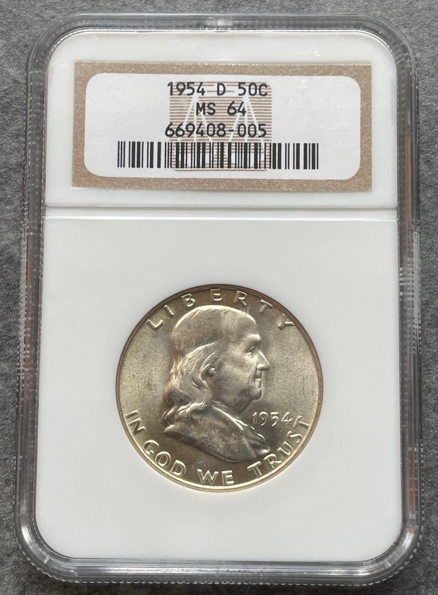 Medio Dólar EE.UU. ($½) "Franklin Medio Dólar" 1954 D Denver Plata NGC MS64