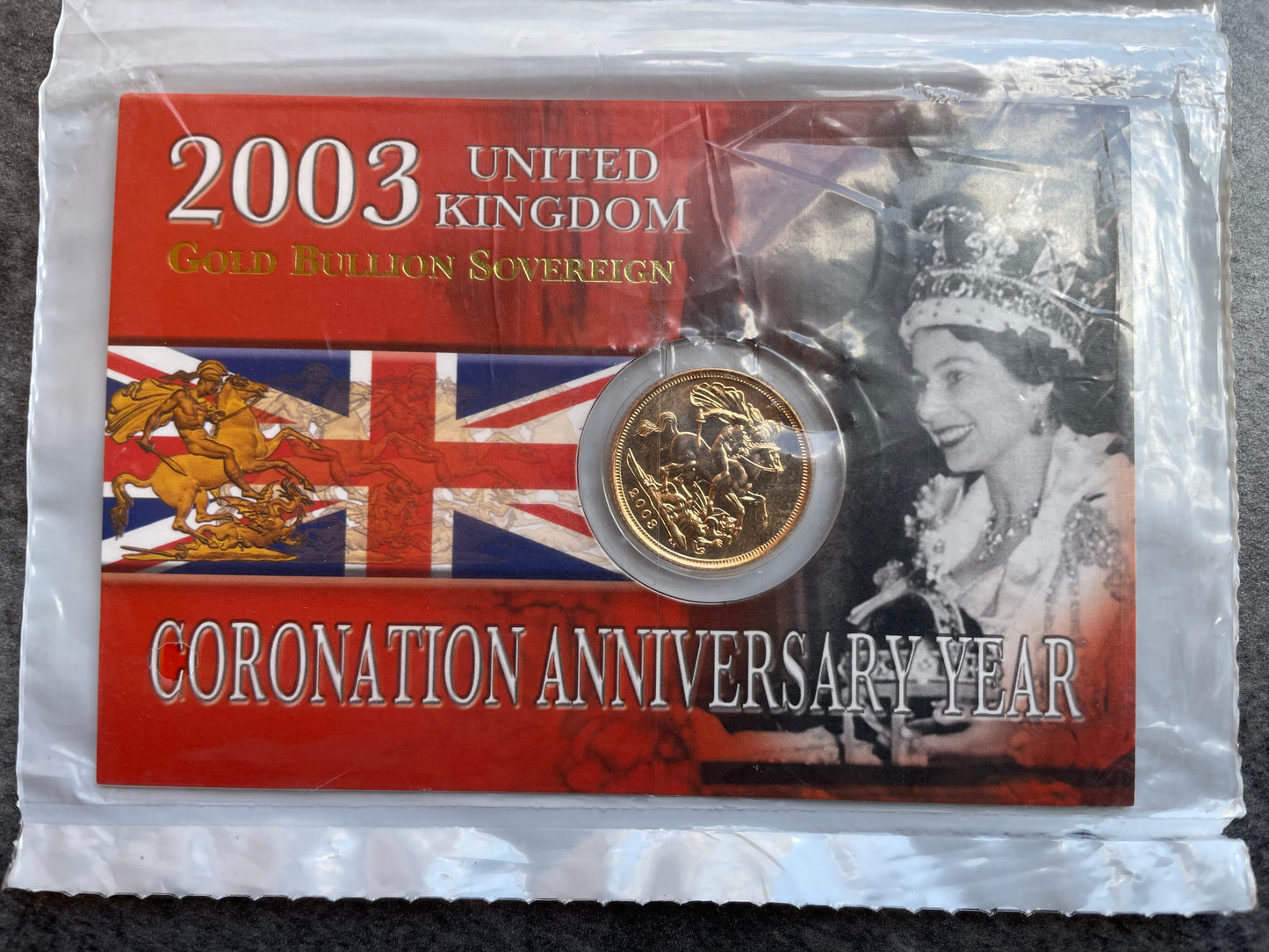 UK Angleterre United Kingdom Souverain Or 2003 Gold Sovereign in Presentation Packaging 7,99 gr Elisabeth II