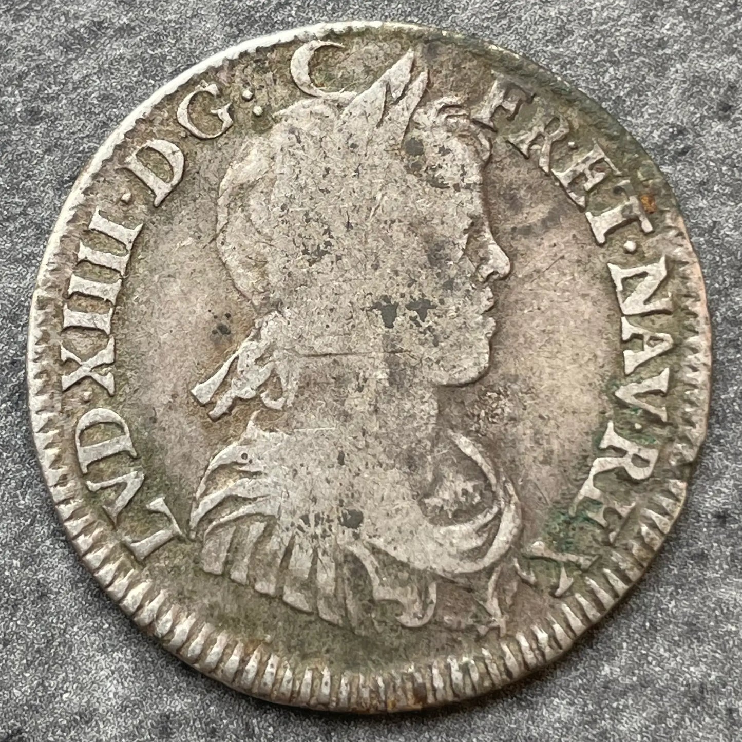 Louis XIV (1643-1715) 1/4 écu à la mèche longue 1649 9 Rennes 6,61 gr