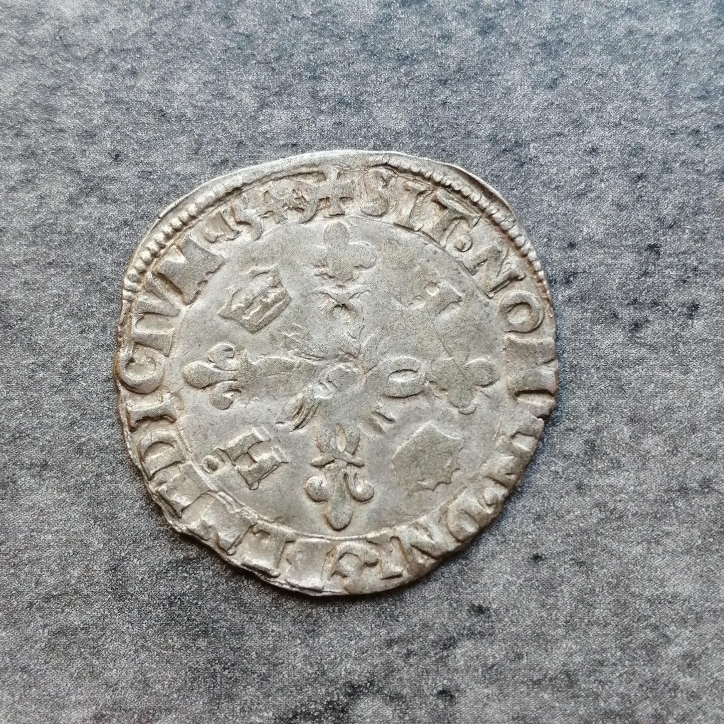 Enrique II (1547-1559) Douzain con croissants - 1549 B Rouen - 2,74 gr