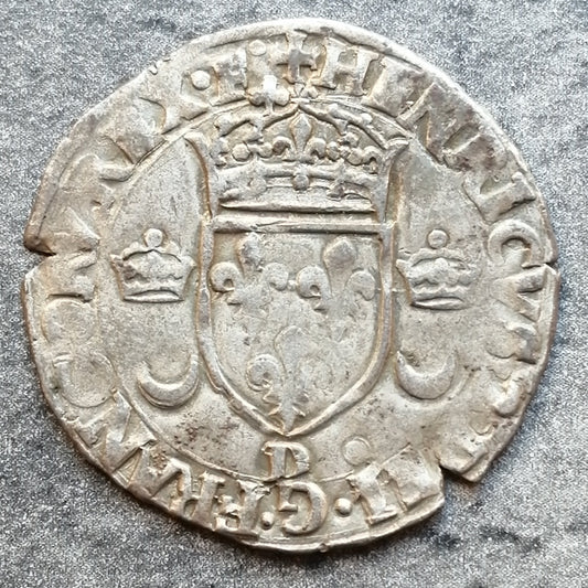 Enrique II (1547-1559) Douzain con croissants 1550 D Lyon 2,43 gr