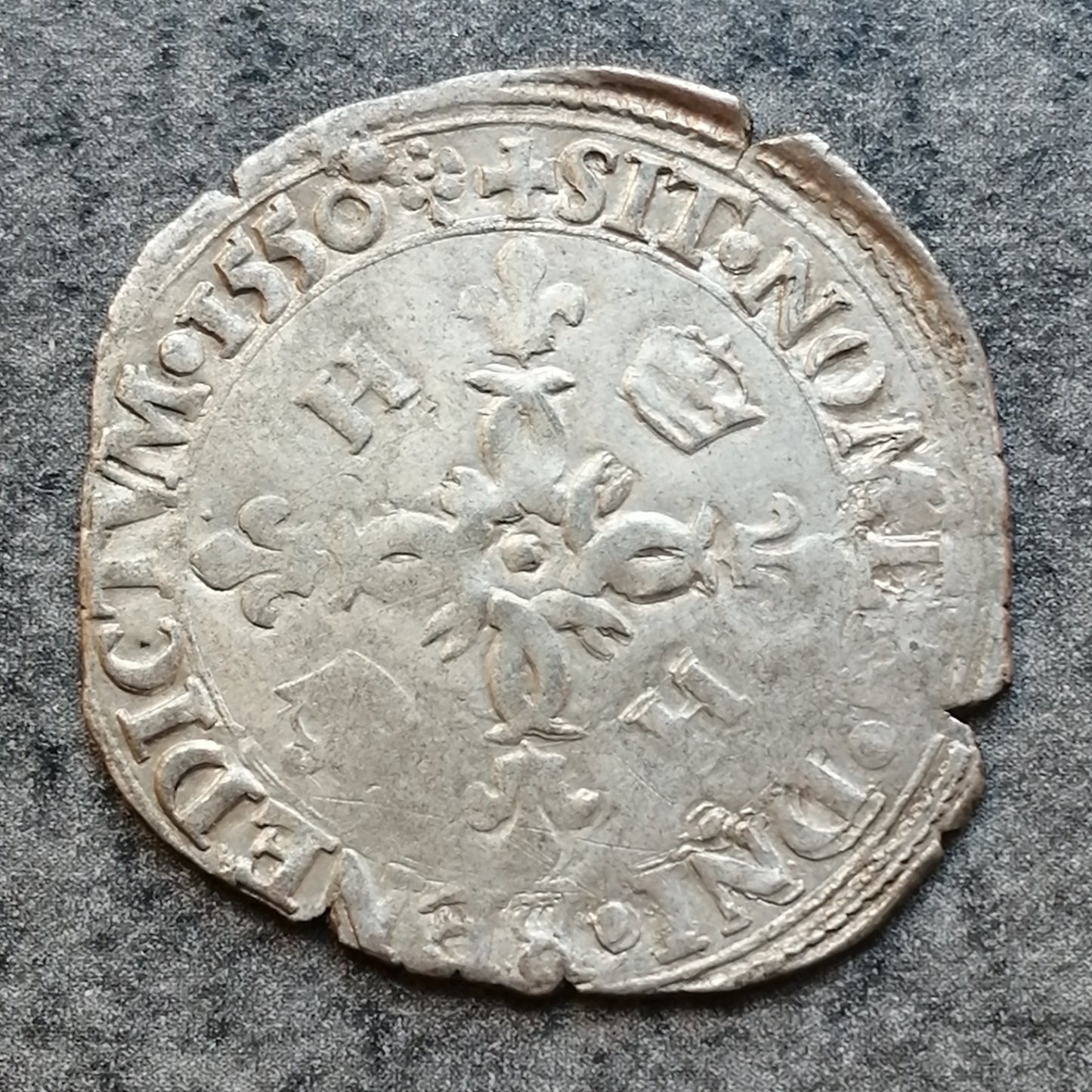 Enrique II (1547-1559) Douzain con croissants 1550 I Limoges 2,51 gr