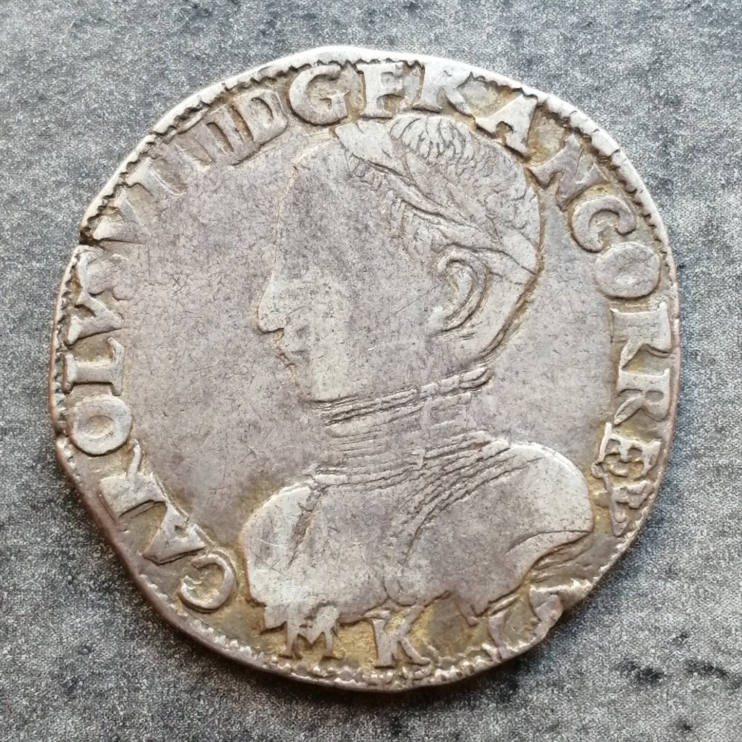 Charles IX (1560-1574) TESTON 1562 k Bordeaux 9.44 GR