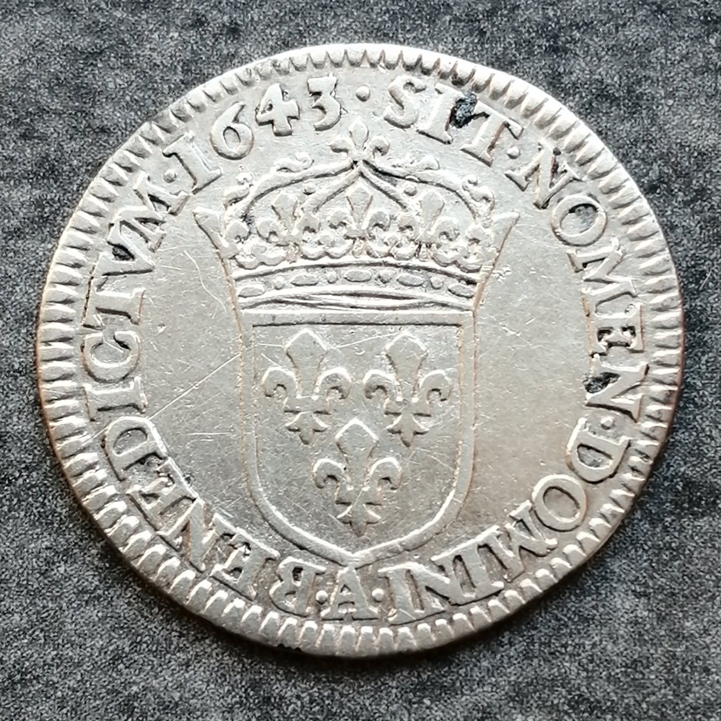 Luis XIV (1643-1715) 1/12 ecus 1643 A París 2,15 gr