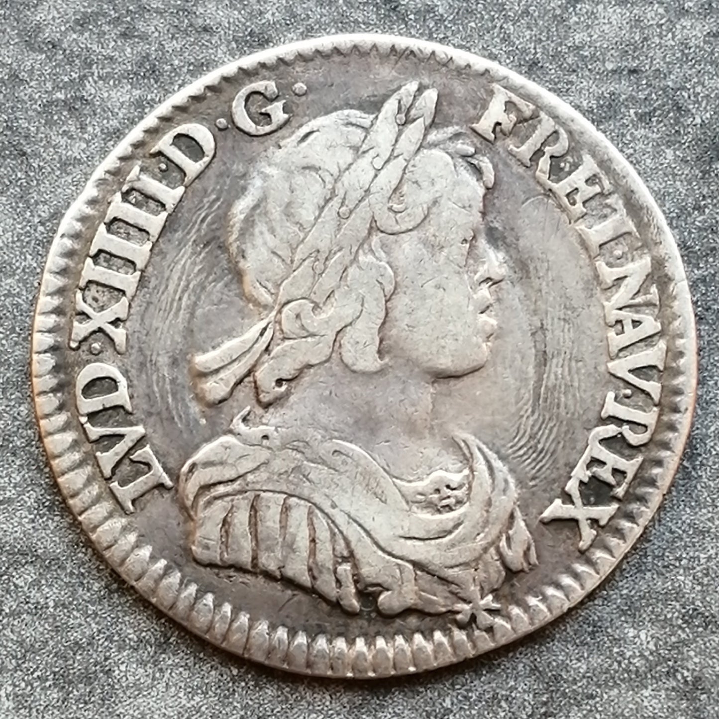 Luis XIV (1643-1715) 1/12 ecus 1643 En París 2,21 gr