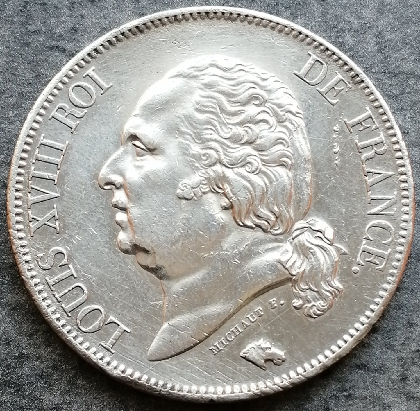 Louis XVIII (1815-1824) 5 francs 1822 W Lille Argent 24,96 gr