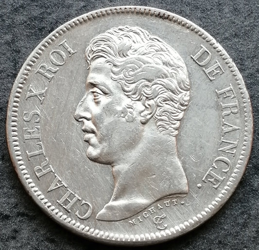 Carlos X (1824-1830) 5 francos 1825 A París Plata 24,83 gr