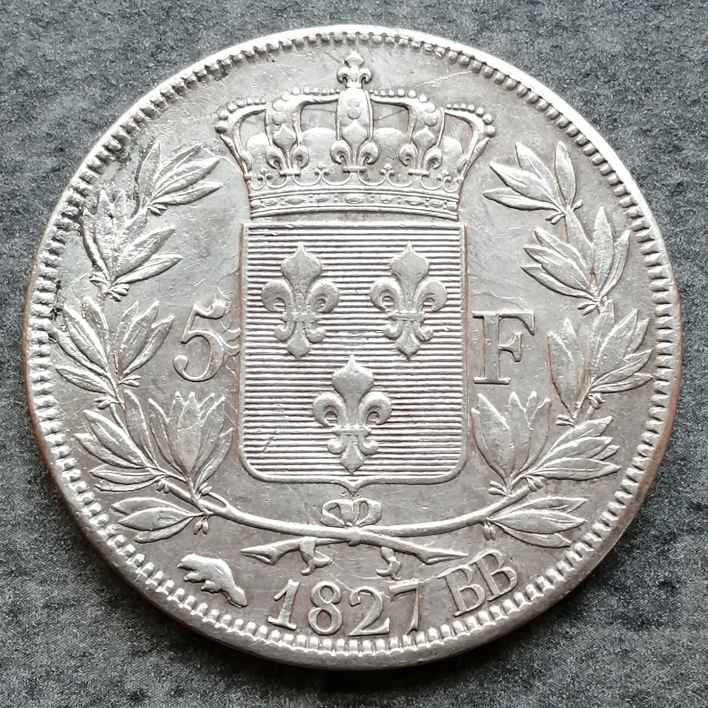 Charles X (1824-1830) 5 francs 1827 BB Strasbourg - 24,83 gr