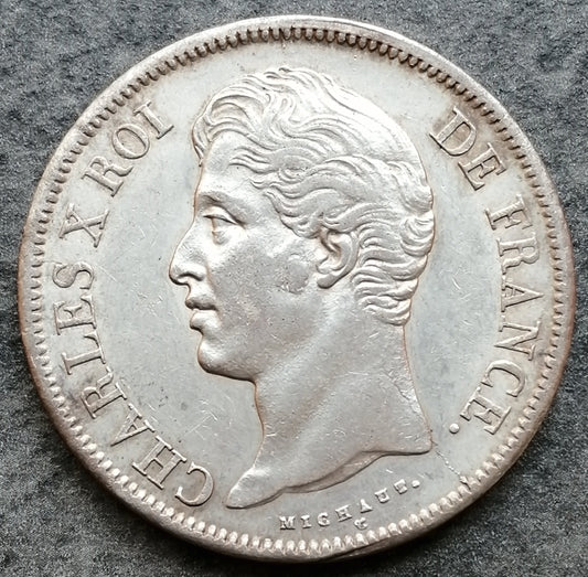 Carlos X (1824-1830) 5 francos 1829 L Bayona Plata 24,97 gr