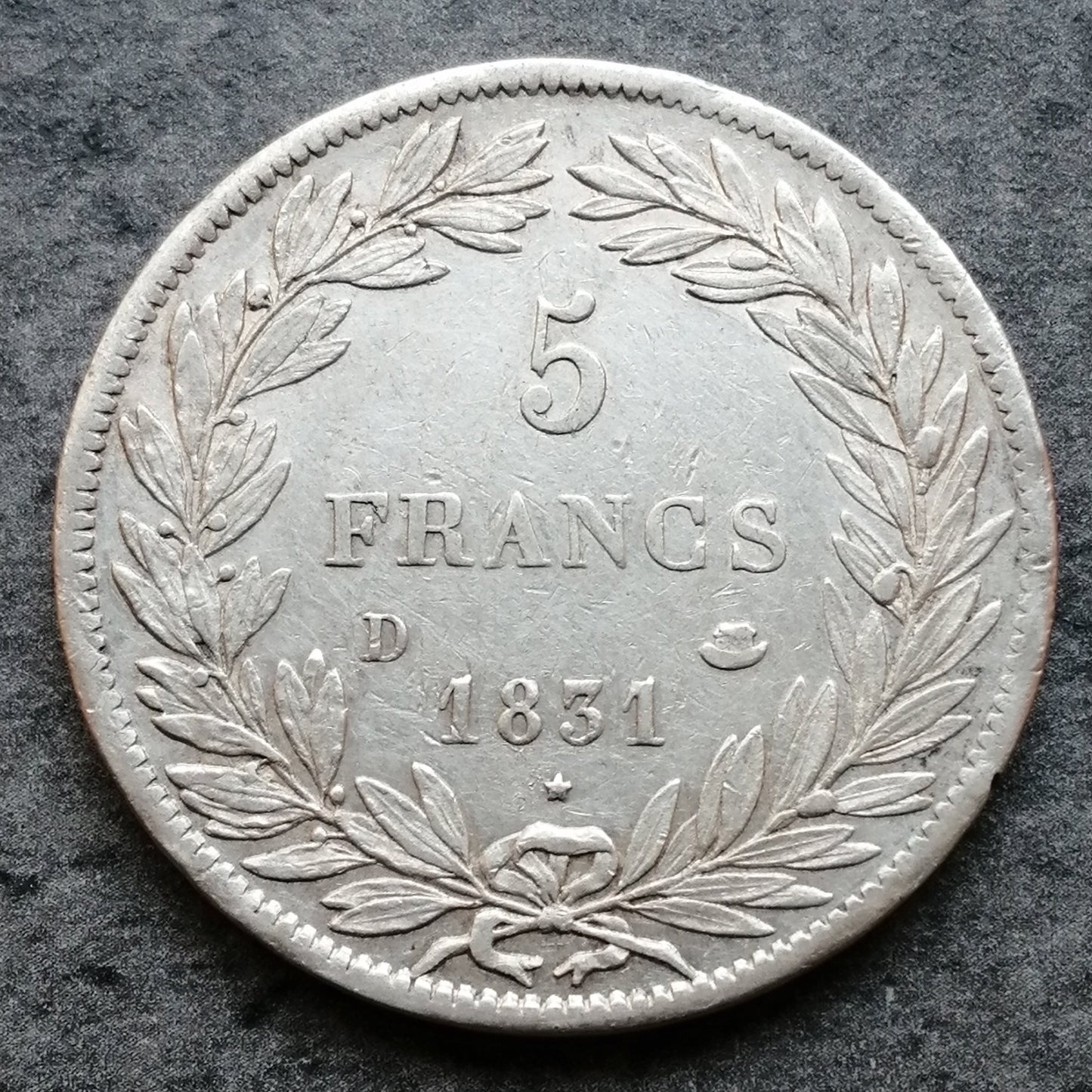 Louis Philippe (1830-1848) 5 francs 1831 D Lyon Argent 24,92 gr Avers