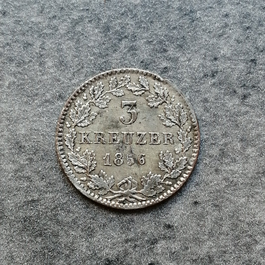 Alemania 3 Kreuzer 1856 Hesse Darmstadt 1,24 gr