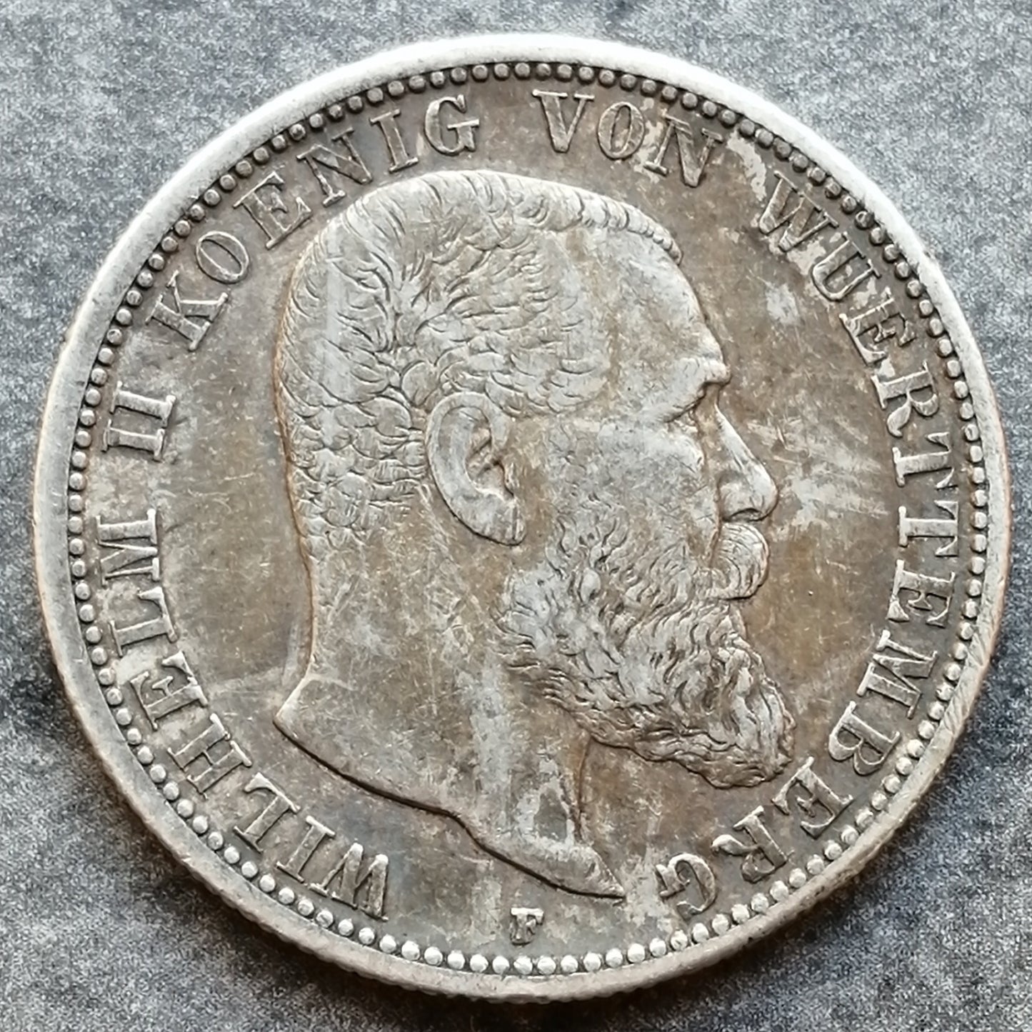 Allenagne 2 Mark 1903 f Wilhelm II of Wuertttemberg Argent 11.07 gr