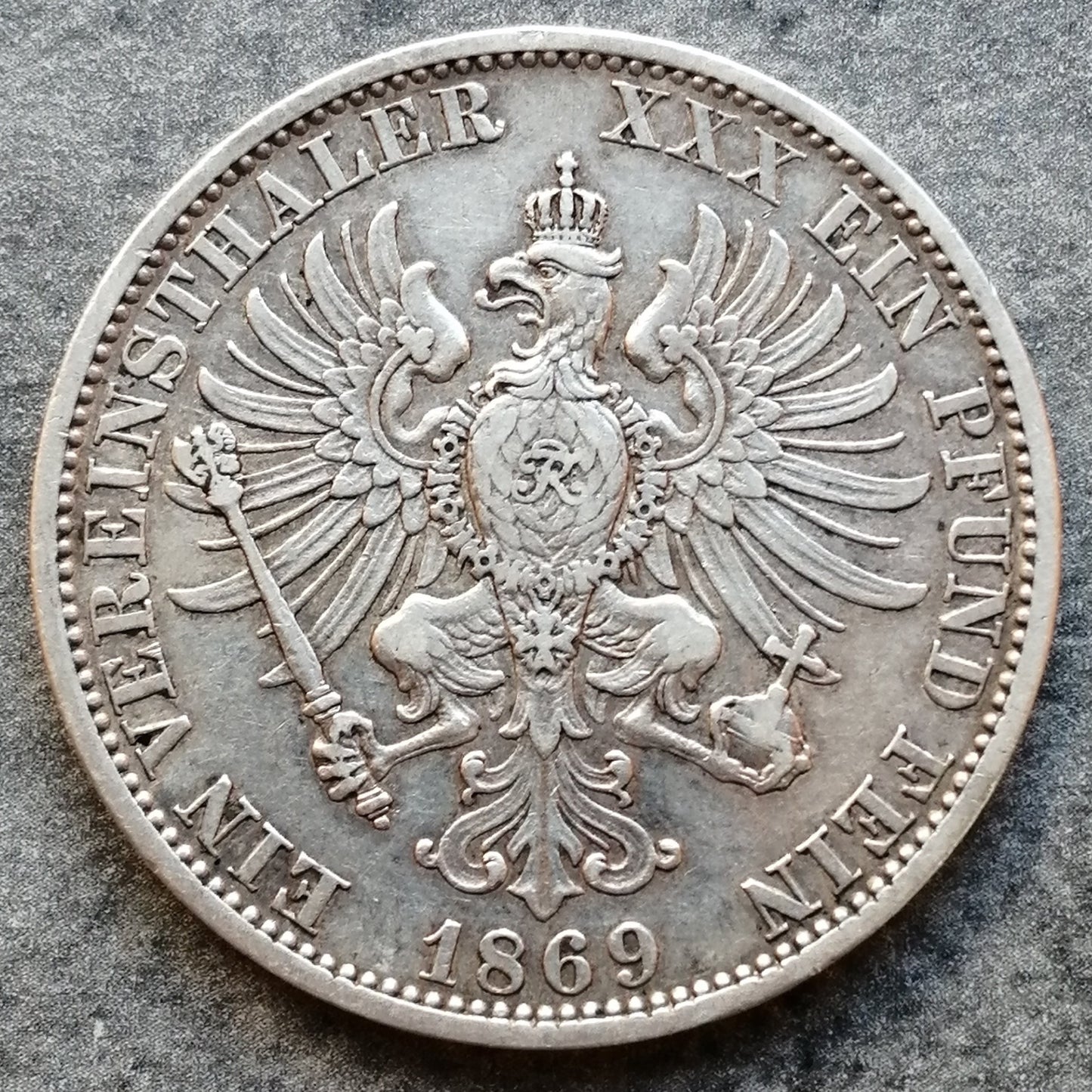 Alemania Thaler 1869 A Wilhelm Prusia Plata 18,43 gr