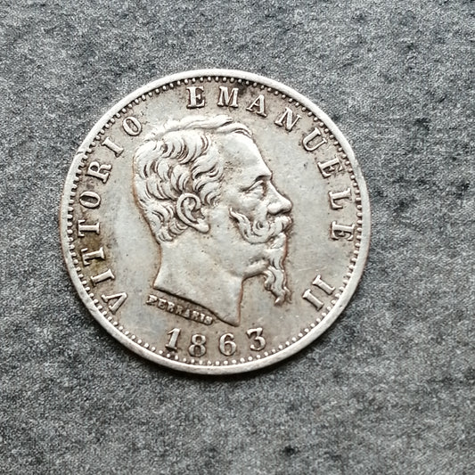 Italie 20 centesimi 1863 Turin Vittorio Emanuele II Argent 1.02 gr