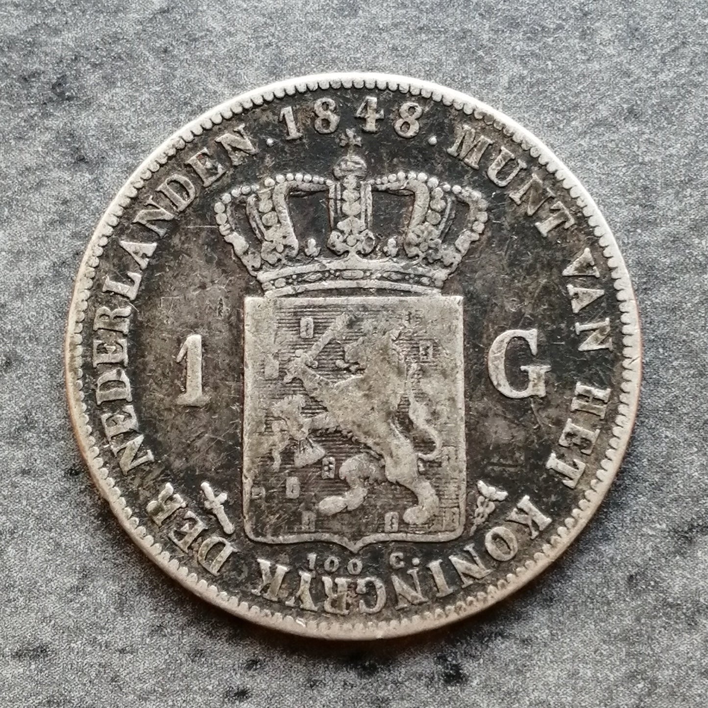 Países Bajos 1 florín 1848 Willem II 9,73 gr Plata