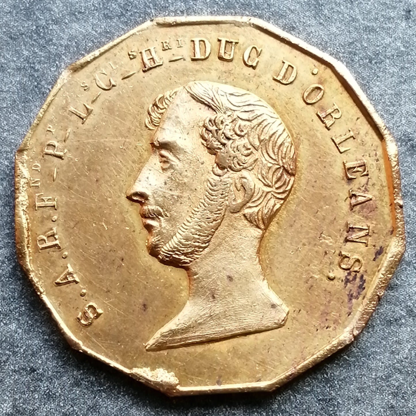 Ficha Duque de Orleans Recuerdo del deplorable acontecimiento del 13 de julio de 1842 5,23 gr