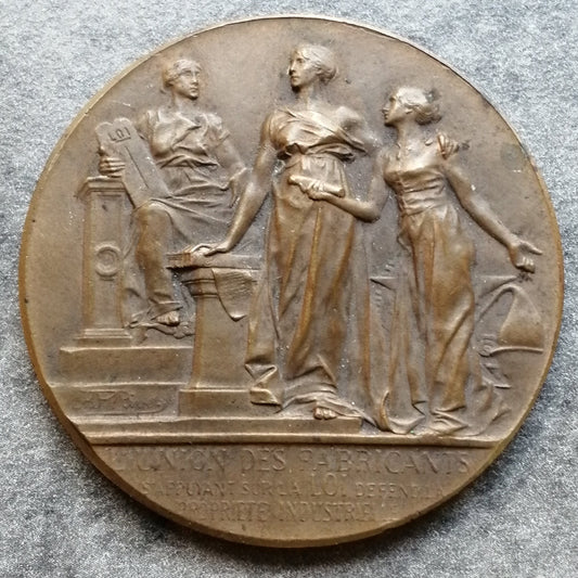 Union medal of manufacturers repression of counterfeiting 1877 bronze 20.75 gr