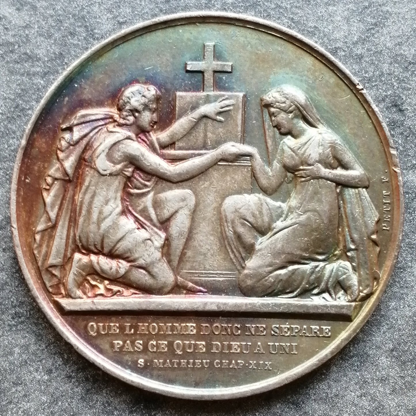 Union / wedding medal silver by small 13.96 gr sup