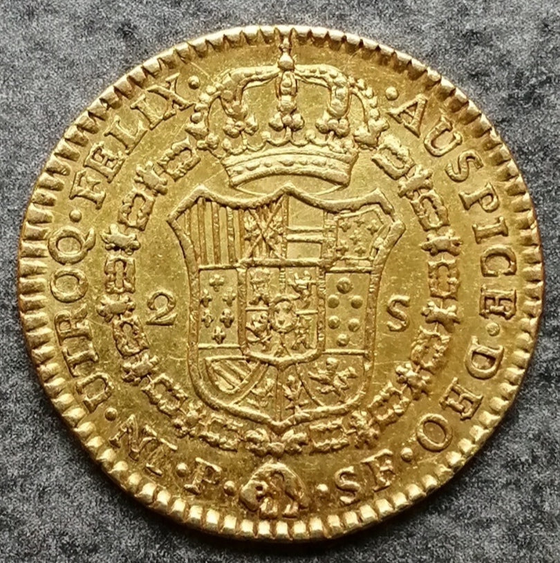 Colombie 2 Shields 1777 Ppayan Or Charles III 6.75 gr