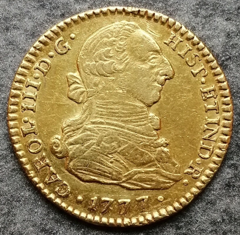 Colombie 2 Shields 1777 Ppayan Or Charles III 6.75 gr