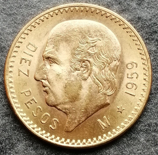 México Diez Pesos 1959 M Oro 8.35 gr