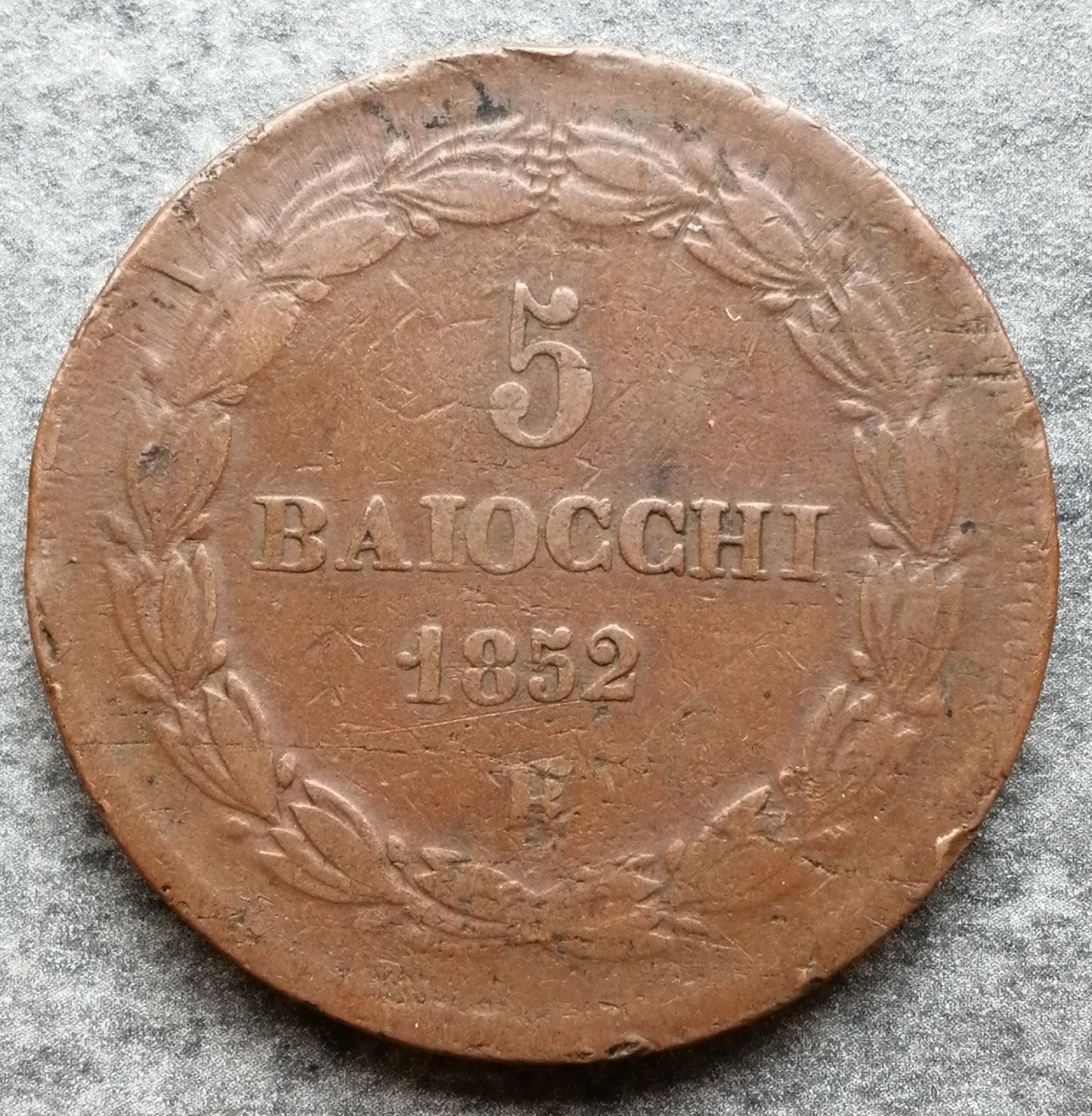 Vatican 5 Baiocchi 1852 Pius IX 39.43 gr