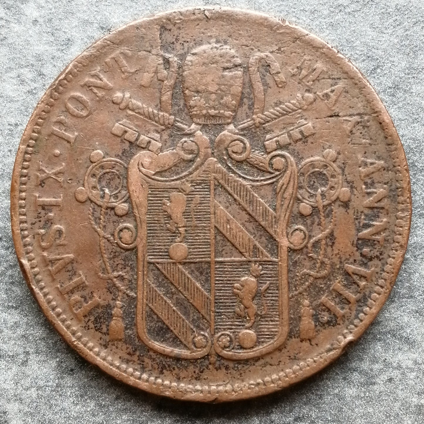 Vaticano 5 Baiocchi 1852 Pío IX 39,43 gr