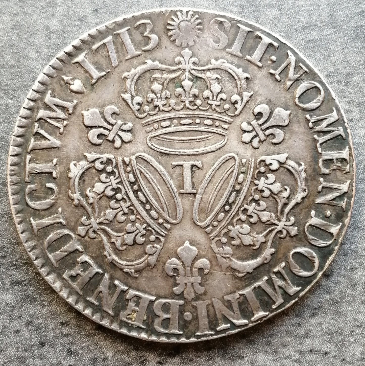 Luis XIV (1643-1715) Ecu con 3 coronas 1713 T Nantes - 30,54 gr