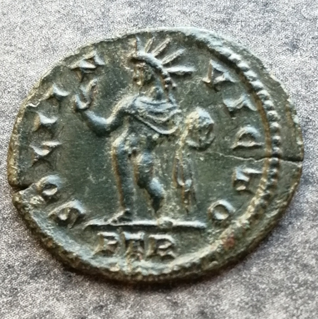 Constantino I (306-337) Demi Nummus Sol Invicto Trier 1,68 gr 19 mm