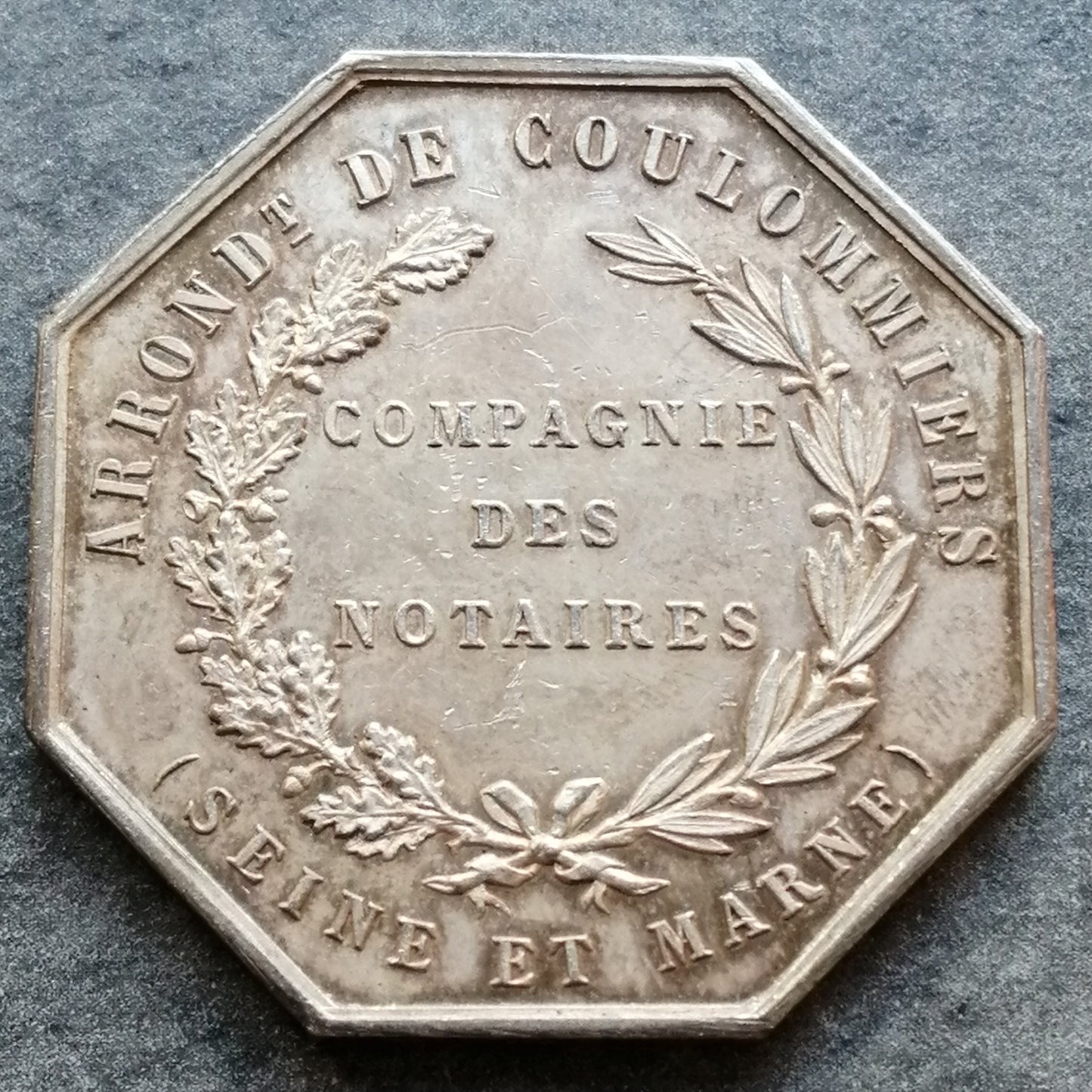 Ficha Compagnie des Notaires de Coulommiers 1831 Plata 16,91 gr 33 mm