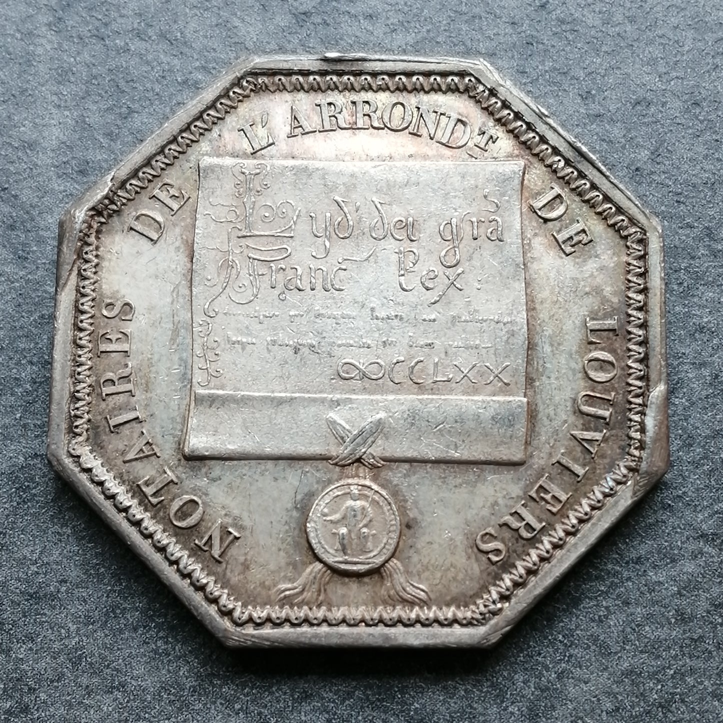 Jeton Notaires de l'arrondissement de Louviers. Saint Louis. Argent 31 mm 15.63 gr