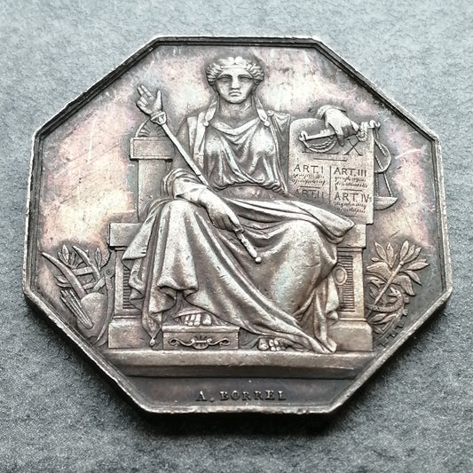 Ficha Notaria de Nevers (Nièvre) Plata 14,32 gr 31 mm