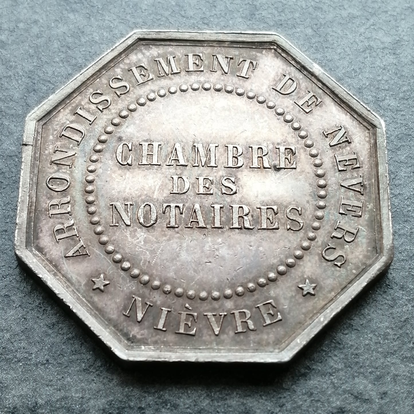 Ficha Notaria de Nevers (Nièvre) Plata 14,32 gr 31 mm