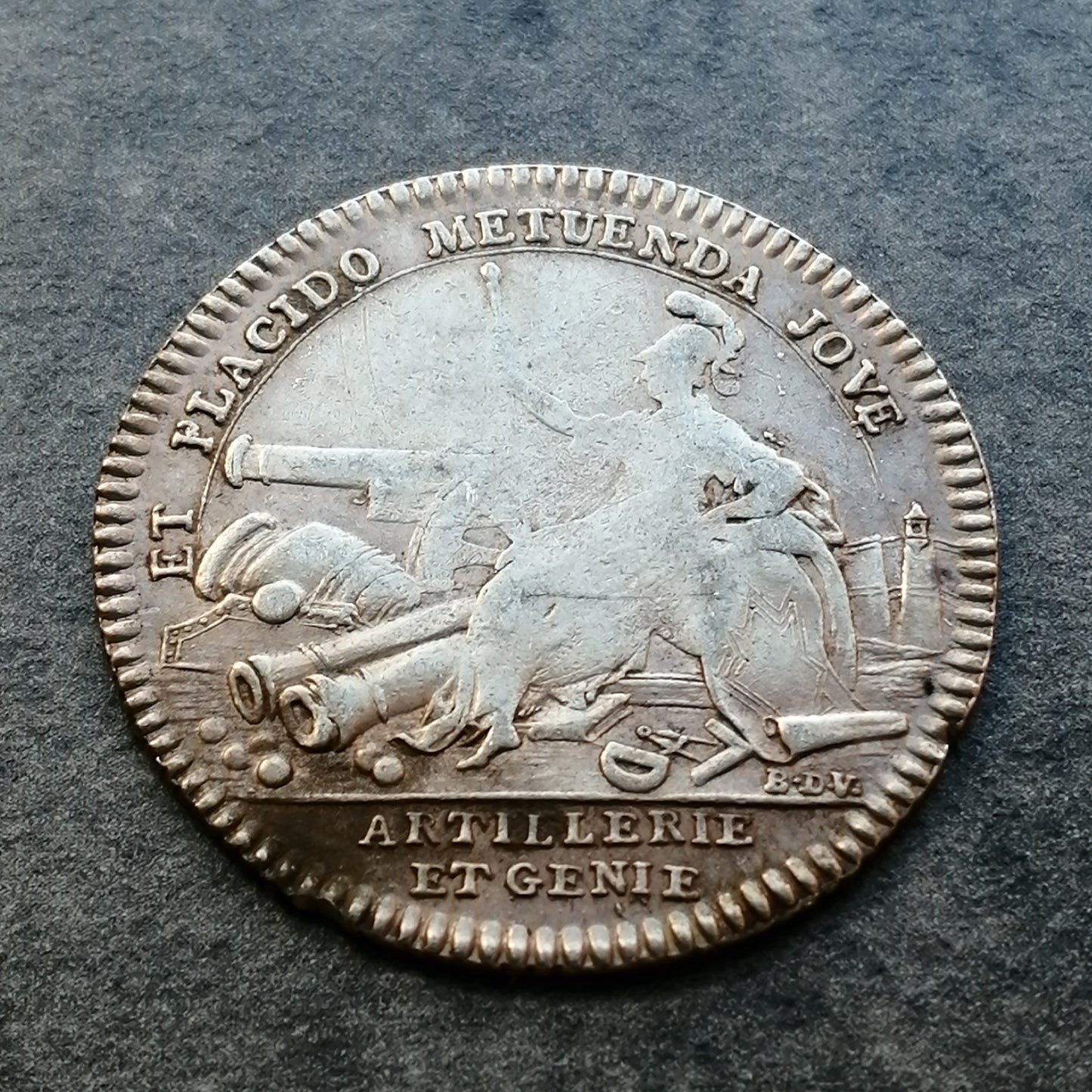 Ficha de Artillería e Ingeniería Luis XV plata 5,77 gr 28 mm