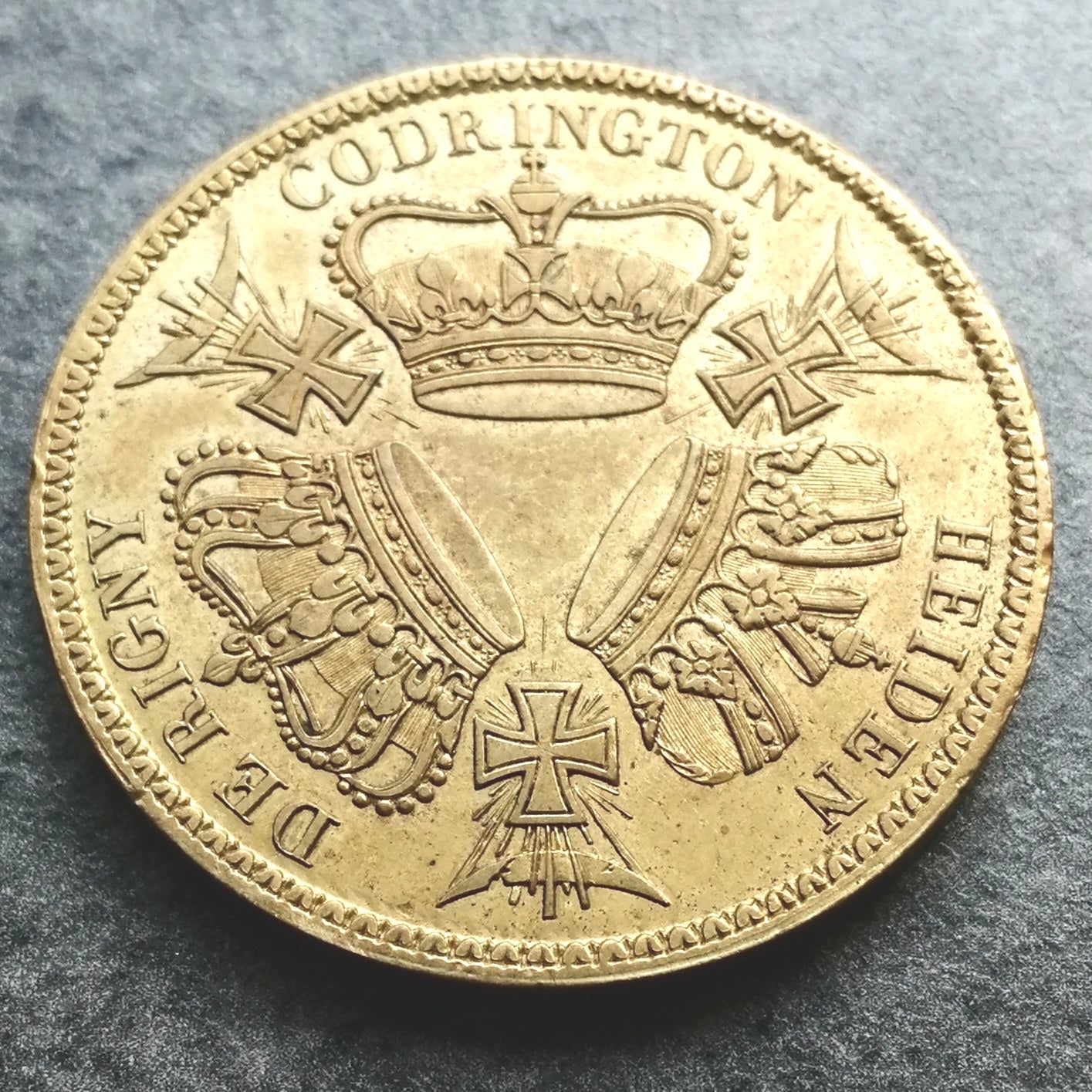 Ficha Sultán Abdoul Meijid Victoria de Navarino por la libertad de Grecia 1827 Latón 17,98 gr 34 mm