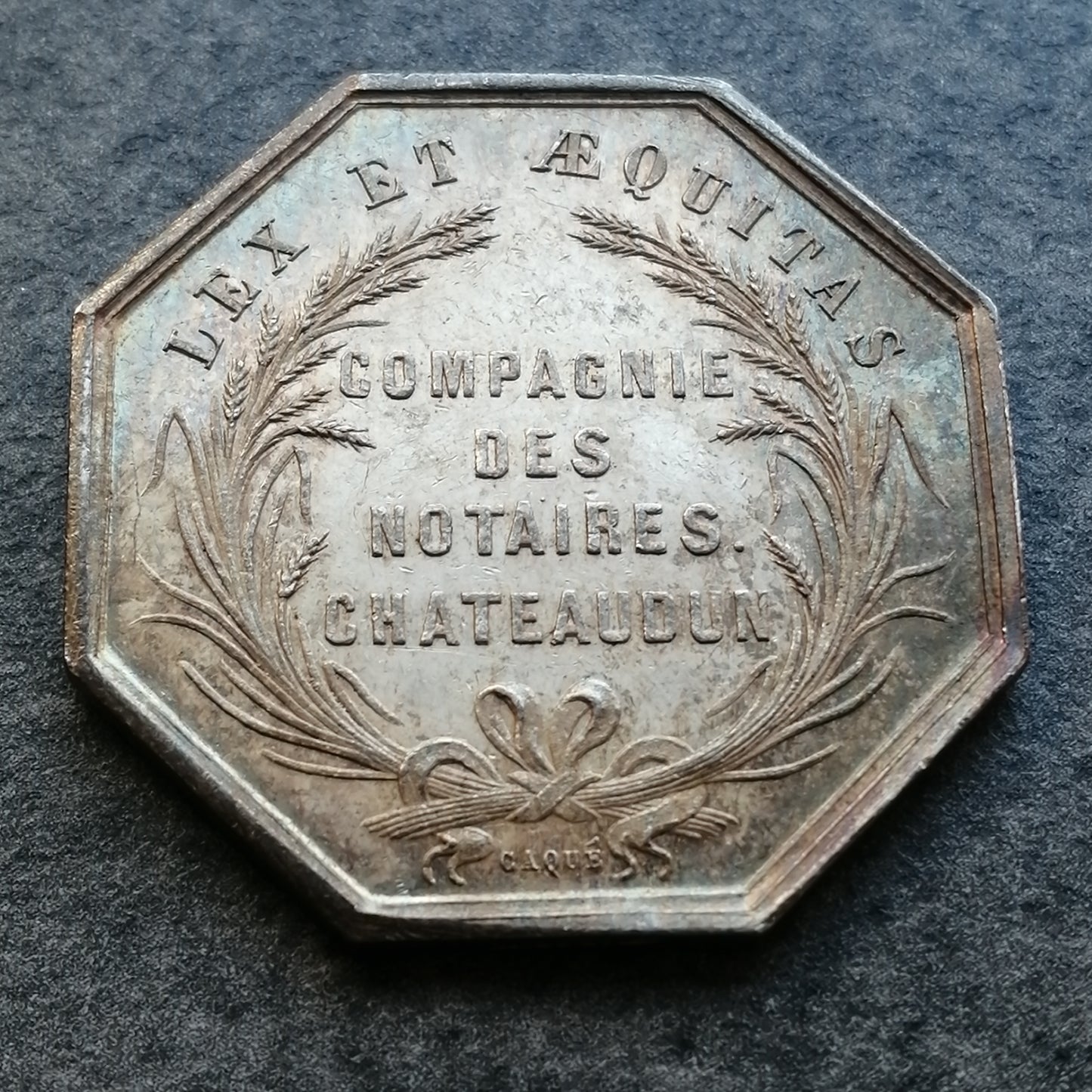 Ficha Compañía de Notarios Chateaudun Napoleón III Plata 12,44 gr 31 mm