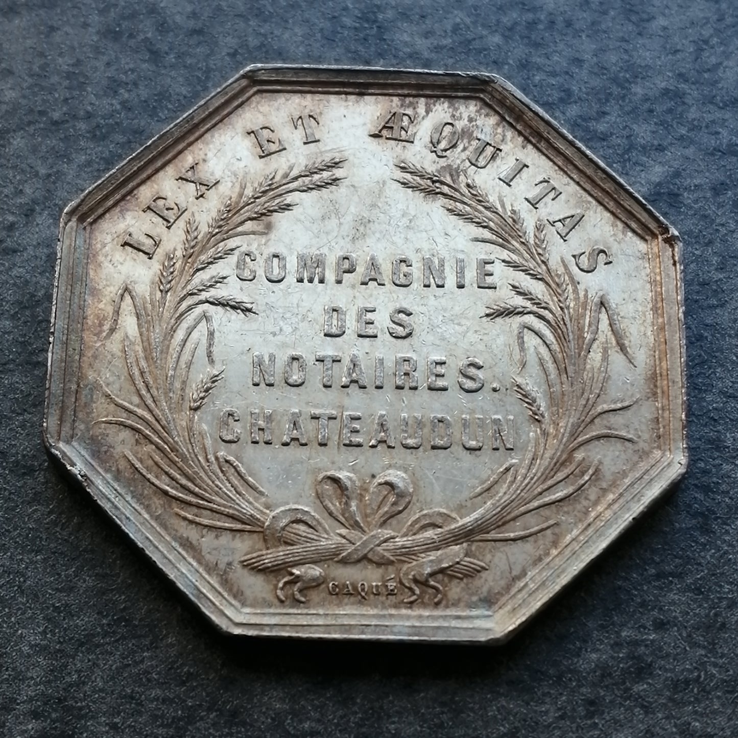 Ficha Compagnie des Notaires de Chateaudun Napoleón III Plata 12,13 gr 30,5 mm