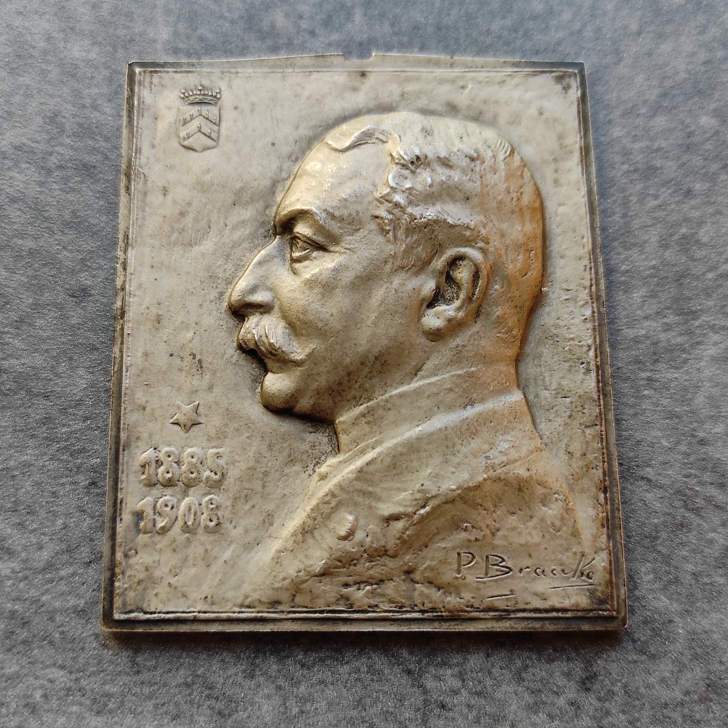 Bélgica Placa que representa a un hombre desconocido 1885 1908 de Pieter-Jean Braecke 57 x 69 mm