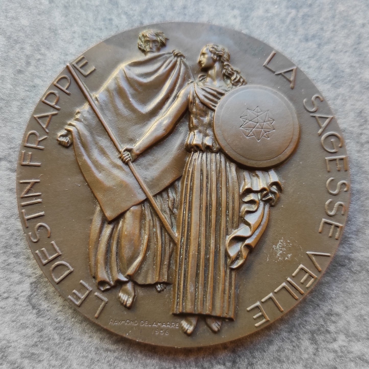 Medal Insurance Companies L’Abee 1856-1956 in bronze by Raymond Delamarre 150.76 gr 68 mm