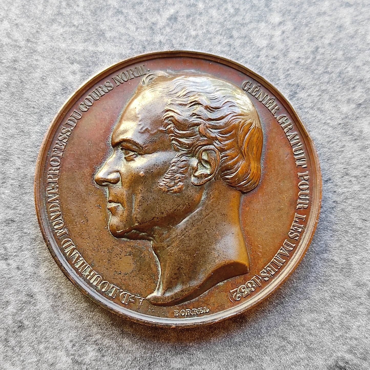 Tribute medal to A.D Lourmand, recognition of auditories 1858 Copper 69.7 gr 51 mm