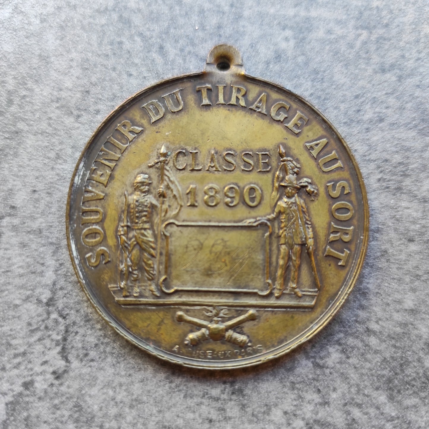 Souvenir medal of the draw class 1890 brass 46 mm 32 gr