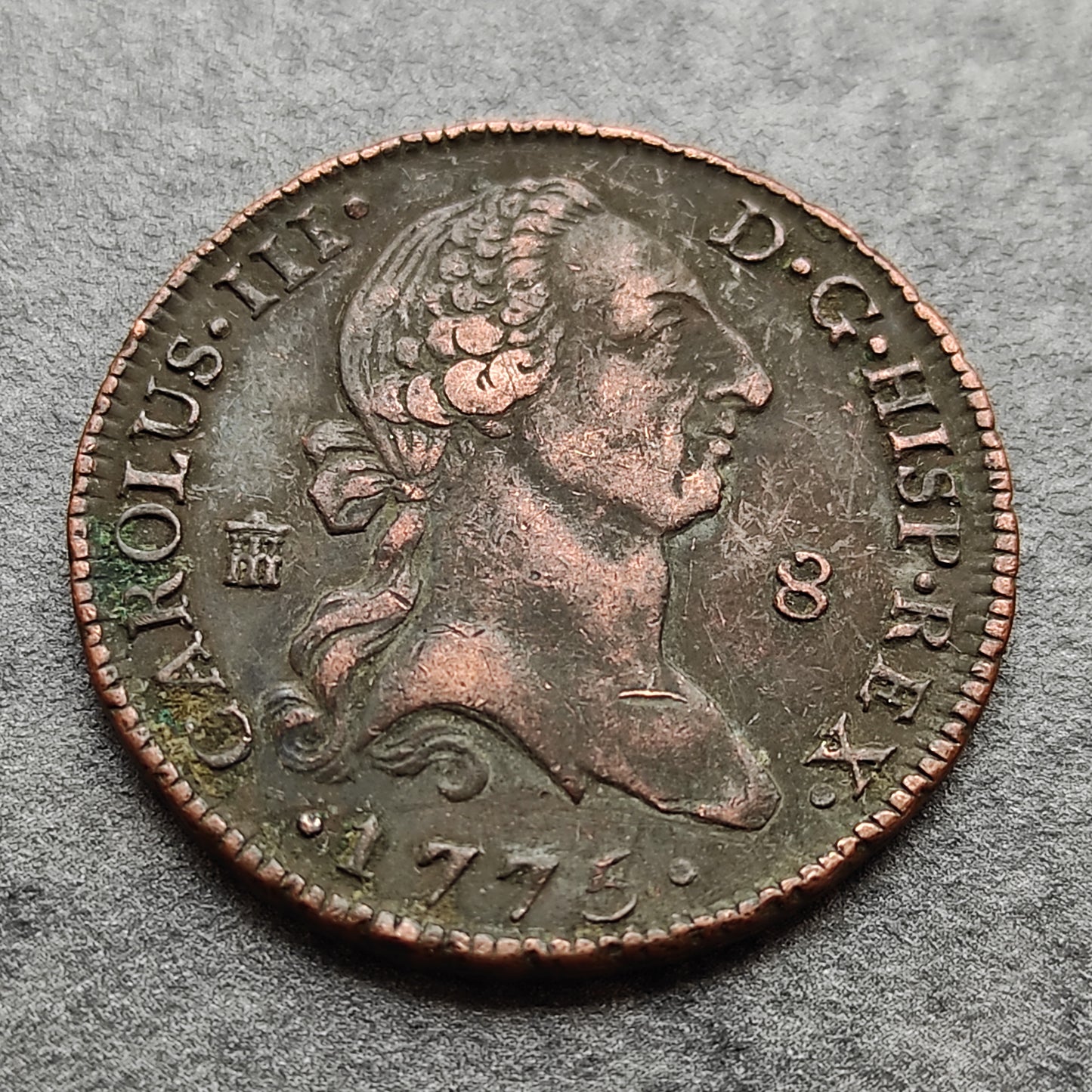 España 8 Maravedís 1775 Carlos III 11,28 gr