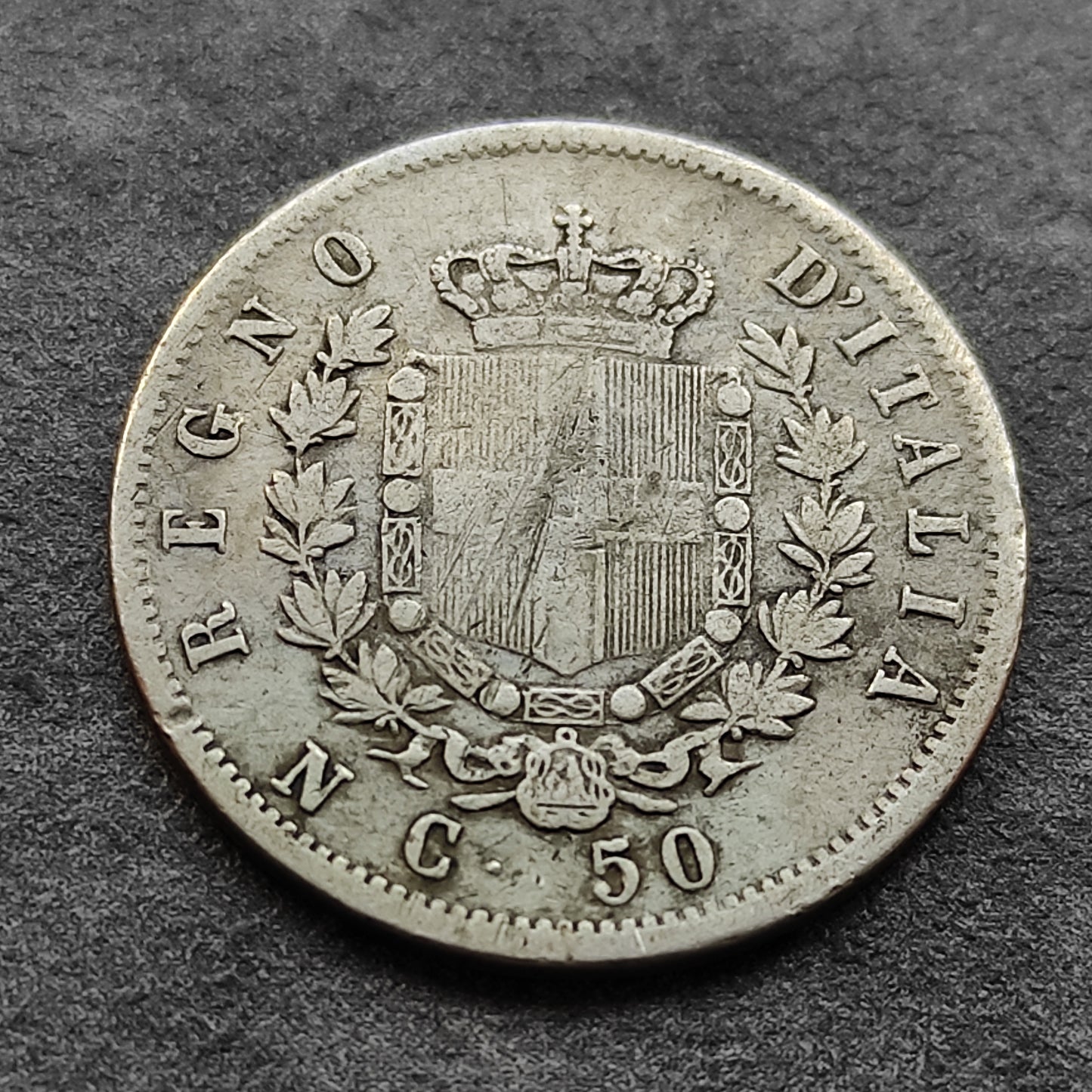 Italie 50 cents 1862 Naples Vittorio Emanuele II Argent 2.43 gr